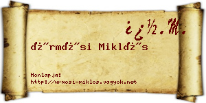 Ürmösi Miklós névjegykártya
