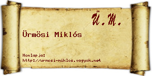 Ürmösi Miklós névjegykártya